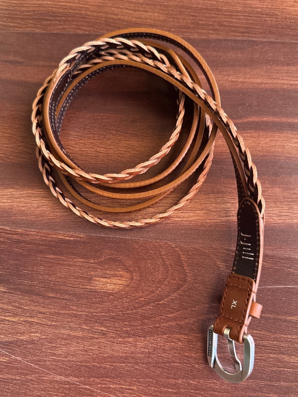 J JILL Double Braided Genuine Leather Belt Size XL - Picture 2 of 9